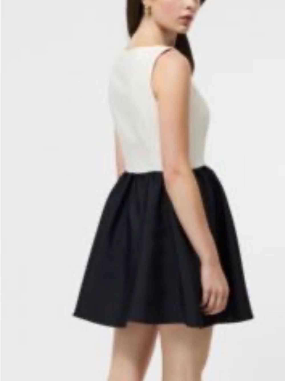 Kate Spade Sleeveless Two-Tone Satin Dress in Ivory and Black 2